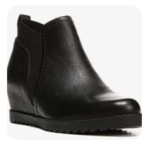 NATURALIZER DARENA BLACK LEATHER BOOTIES ROUND TOE WEDGE ANKLE BOOTS 8M - Picture 4 of 13